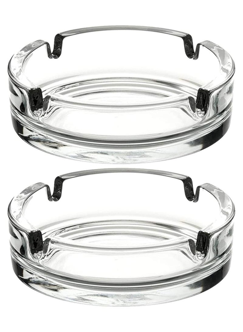 عبوة من قطعتين من منافض السجائر الزجاجية الشفافة والبسيطة للسجائر والسيجار، منافض سجائر عصرية محمولة للمنزل والمكتب والمقاهي والفنادق والأماكن الخارجية، حاملات سجائر أنيقة وجميلة. - Image 1